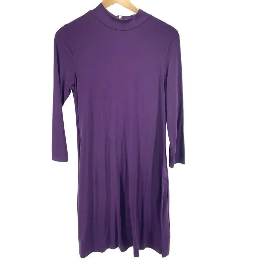 The Limited Womens Shirt Dress Long Sleeve Zip Back Stretch Purple Small Tall